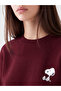 Xside Burgundy Snoopy Printed Oversize Women's Sweatshirt - 3