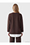 Özmarka New Season Brown Oversize Soft Touch Women's Sweatshirt - 4
