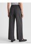 Vizyon New Season Anthracite Women's Pleated Fabric Trousers with Lace-Up Waist - 4