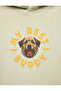 Dog Detailed Front and Back Printed Embossed Long Sleeve Oversize Hooded Sweatshirt - 3