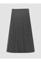 Özmarka New Season Gray Pleated Skirt with Elastic Waist - 6