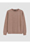 Özmarka New Season Brown Crew Neck Stone-Embellished Women's Sweatshirt - 5