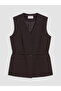 Peak New Season Brown V-Neck Belted Women's Classic Vest - 5