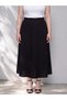 Ozmarka New Season Black Plus Size Flared Skirt with Zipper at the Waist in Linen Blend - 2