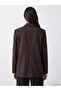 Ozmarka New Season Brown Double-Breasted Collared Women's Blazer Jacket - 5