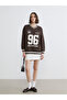 Ozmarka New Season Brown V-Neck Oversize Women's Thick Sweatshirt - 2