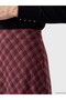 Özmarka New Season Burgundy Waist Zippered Diamond Patterned Flared Skirt - 3
