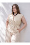 Ozmarka New Season Beige Large Size Belted Women's Classic Vest