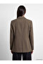 Ozmarka New Season Brown Double-Breasted Collared Women's Blazer Jacket - 5
