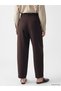 Ozmarka New Season Brown High Waist Pleated Women's Fabric Trousers - 4