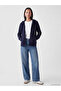 Ozmarka New Season Navy Blue Hooded Women's Zippered Sweatshirt - 2