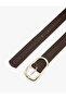 Faux Leather Belt with Metal Buckle - 3
