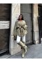Women's Double Buttoned Oversized Short Trench Coat with Tie Detail - 3