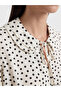 Ecru Tie-Neck Polka Dot Ruffle Blouse - 3