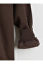 Ozmarka New Season Brown V-Neck Oversize Women's Thick Sweatshirt - 6
