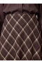 Vizyon New Season Brown Waist Zippered Diamond Patterned Flared Skirt - 3