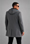 Men's Windproof Wool Blend Zipper Detailed Hooded Cashmere Coat - 4
