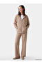 Vizyon New Season Brown Soft Touch Stone Women's Zippered Sweatshirt - 2
