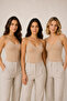 Women's 3-Piece Thin Strap V-Neck Modal Cotton Flexible Undershirt Dark Skin