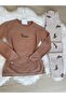 Mink Dog Patterned Soft Winter Waffle Knitted Pajama Set - 5