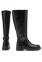 Women's ready-to-wear ankle boots with round toe, buckle detail, and zipper closure - casual black - 2