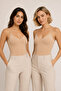 Women's 2-Piece Thin Strap V-Neck Modal Cotton Flexible Undershirt Dark Skin