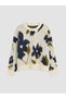Vizyon New Season Ecru Crew Neck Floral Women's Knitwear Sweater - 5