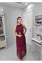 Halter Neck Pleated, Lined, Belted, Buckle Detailed Slit Dress - 3