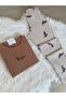 Mink Dog Patterned Soft Winter Waffle Knitted Pajama Set - 2