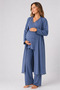Pajama Set for Pregnant Women with Dressing Gown Indigo