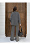 Women's Anthracite Half Turtleneck Stylish Stripe Detailed Sweater Pants Bottom Top Two-Piece Knitwear Set - 3
