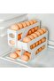 3-Tier Sliding Egg Dispenser for Refrigerator - Space-Saving, Freshness Preserving, Non-Contact Food Safe Plastic Rack - 3