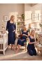 Navy Blue Lace Detailed Maternity Nightgown & Pajama Set 4-Piece Maternity Set - 2