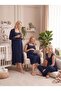 Navy Blue Lace Detailed Maternity Nightgown & Pajama Set 4-Piece Maternity Set - 5