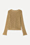 Women's Beige Jacquard Loose Fit Crew Neck Sweater - 2
