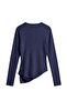 Navy Blue Asymmetric Collar Buttoned Blouse - 2