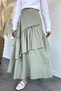 Mint Voile Hijab Skirt with Elastic Waist and Inner Lining