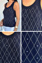 Navy Blue Front-Stoned Camisole Blouse - 5