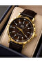 Men's Wristwatch with Brown Leather Strap, Chocolate Dial, Casual & Classic, Gift Boxed - 5