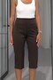 Brown Ornamental Pocket Capri Pants - 5