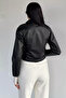 Black Women's Faux Leather Jacket with Belt Detail, Zipper Closure, and Inner Lining - 4