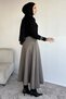 Mink Waist Tie Detailed Kiloş Scuba Hijab Skirt - 4