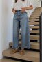 Light Blue Double Stitched Mom Jeans - 3