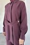 Burgundy Waist Detailed Hijab Tunic and Pants Double Set - 4
