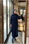 Ribbed Knit Zipper Collar Hijab Knitwear Dress - 2
