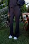 Navy Blue Off-Shoulder Oversize Blouse and Pants Set - 5