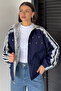 Navy Blue Gülseli Double-Sided Wearable Lace Detailed Style Coat