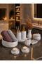 Marble Patterned 9-Piece Bathroom Wc Set Liquid Soap Dispenser Toothbrush Holder Towel Holder Candlestick Candle Holder Decorative Vase