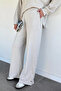 Stone Women's Snap Detailed Sweat Waist Elastic Pants Double Set - 3