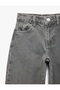 Cotton Stitched Detailed Pocketed Balloon Cut Denim Trousers for Girls - Gray - 3